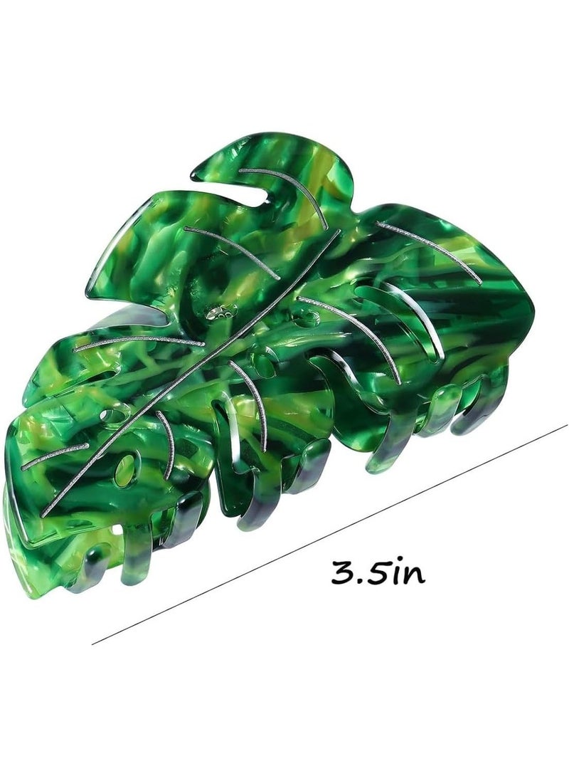 ChicAbode Green Leaf Shape Hairpin, Creative Fresh Hairpin, Hair Grasping Clip, Lady Girl Hair Accessories, Powerful Setting, Non Slip, Suitable for Thick and Sparse Hair, 3.5 Inches 3.5 Inches - Image 2
